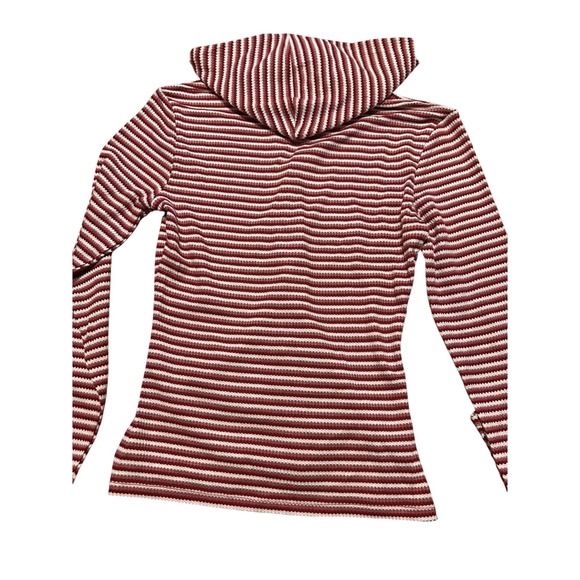 Wild Fable Womens Red Striped Waffle Knit Henley Hoodie Long Sleeve Small NWT - Picture 3 of 3